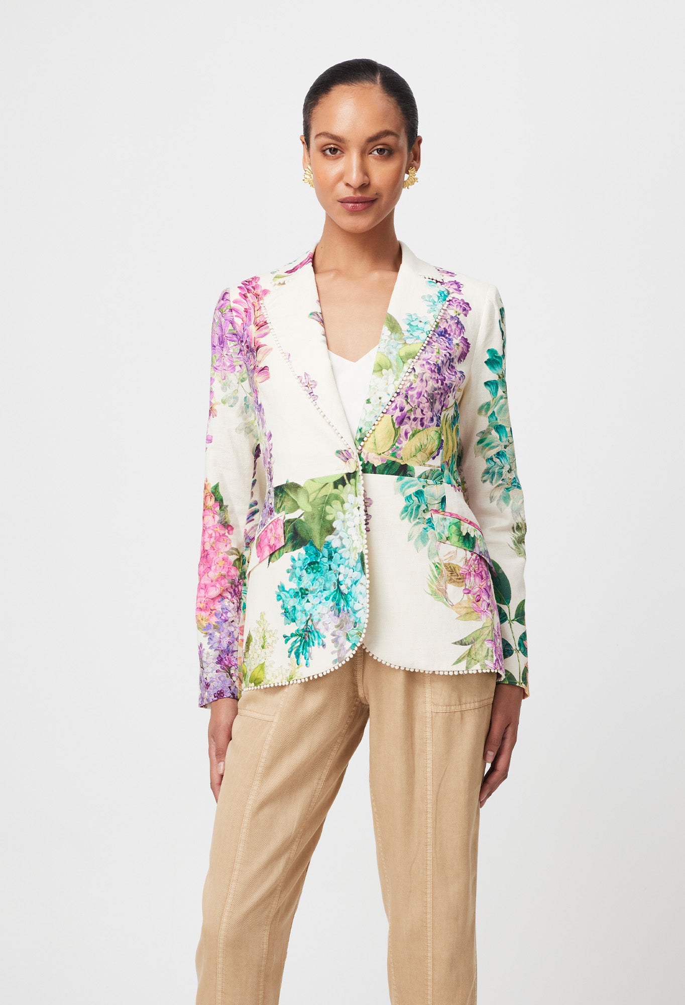 BAHIA STRETCH LINEN VISCOSE BLAZER IN WISTERIA ALBA