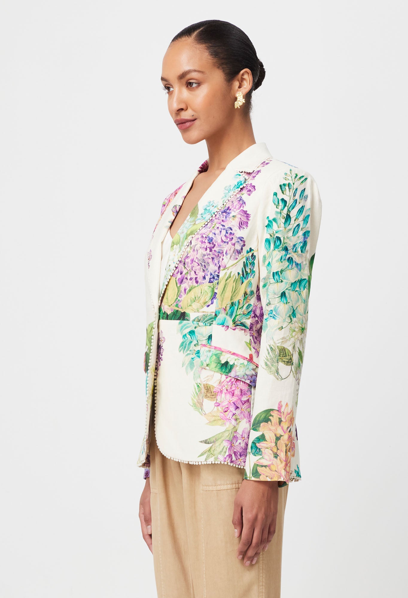 BAHIA STRETCH LINEN VISCOSE BLAZER IN WISTERIA ALBA