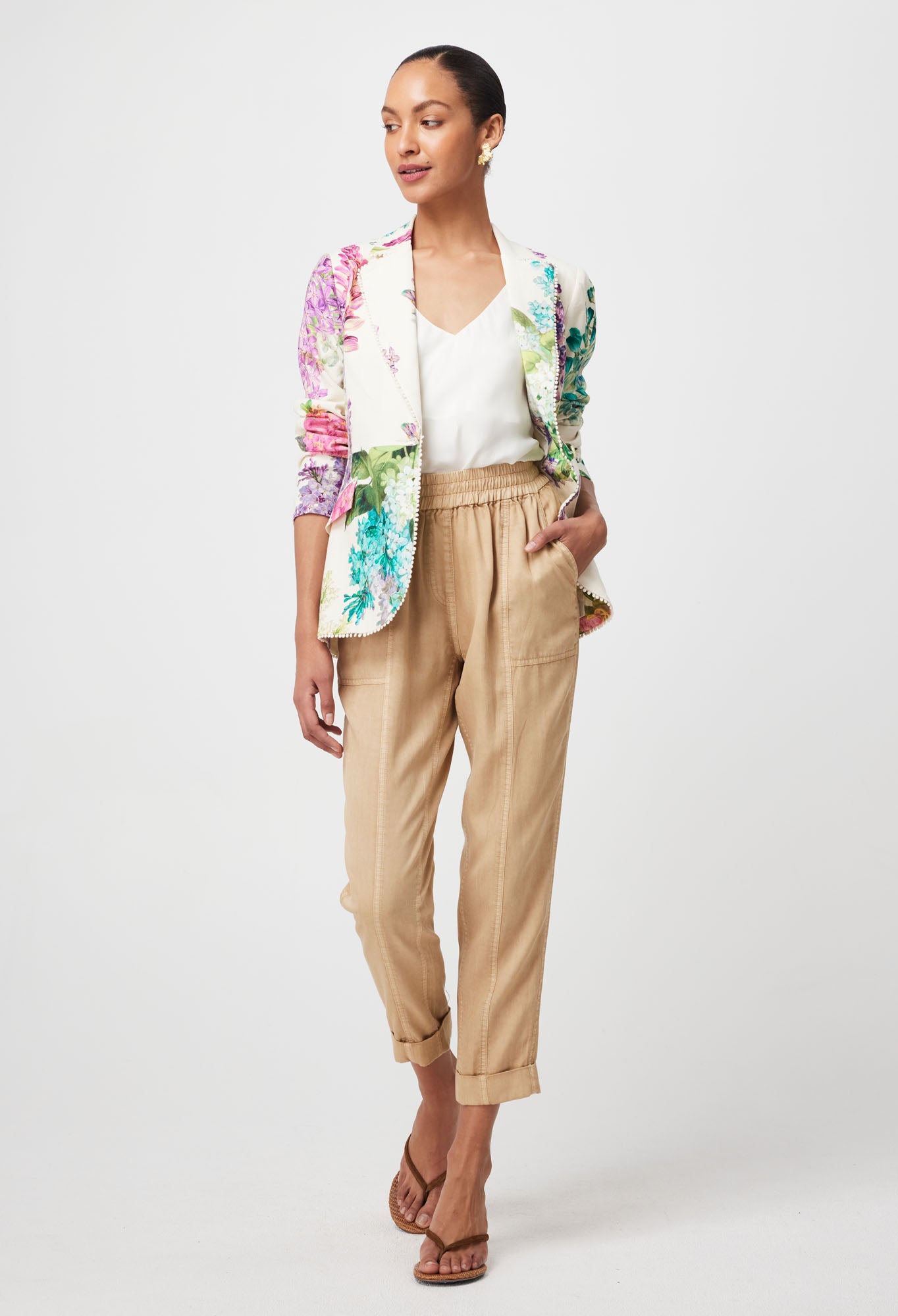 BAHIA STRETCH LINEN VISCOSE BLAZER IN WISTERIA ALBA