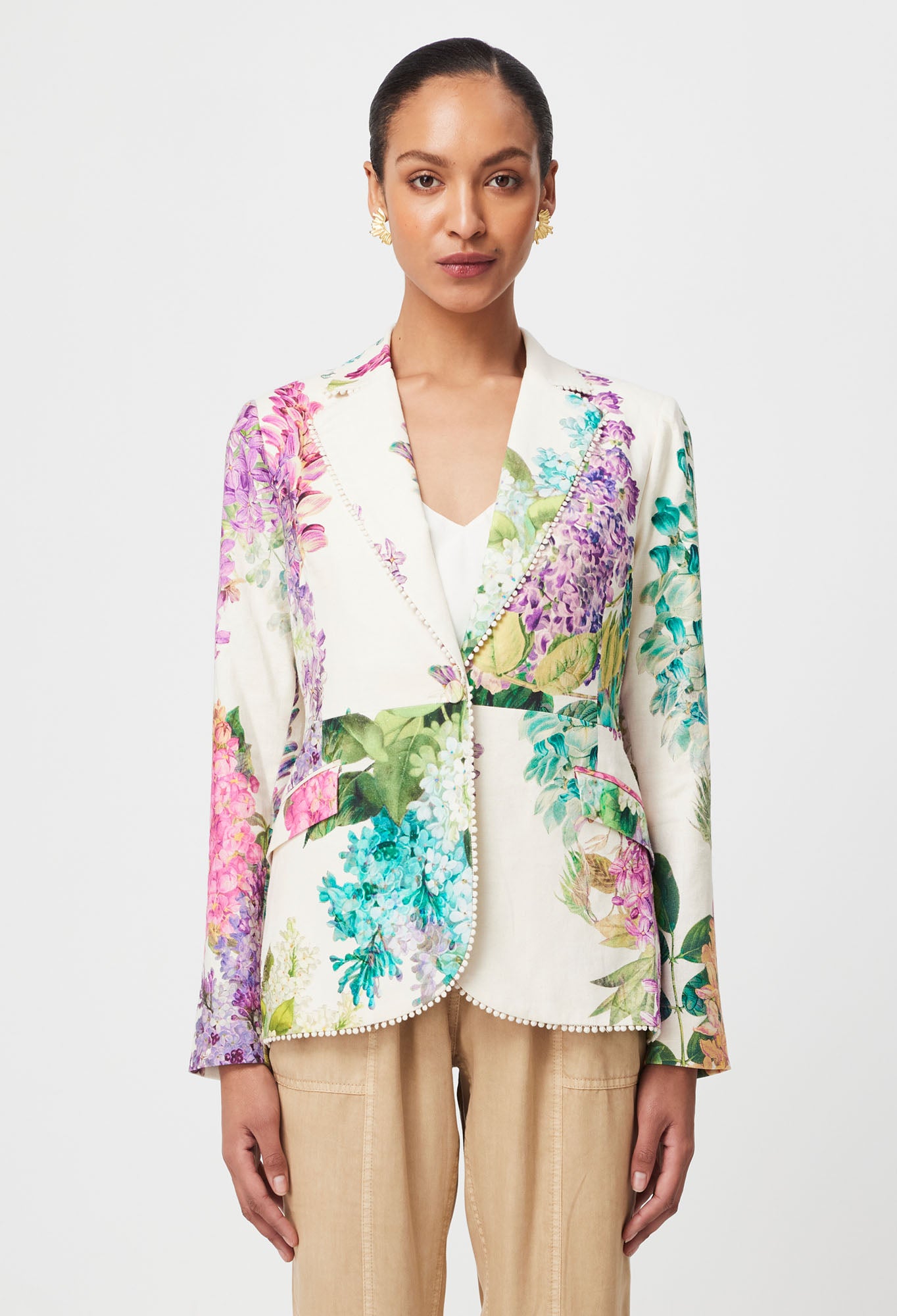 BAHIA STRETCH LINEN VISCOSE BLAZER IN WISTERIA ALBA