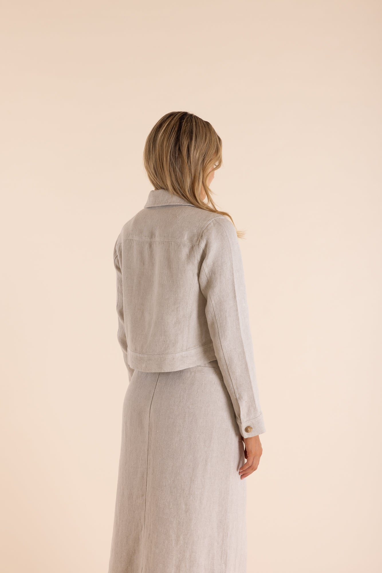 LINEN CROP JACKET NATURAL FLAX