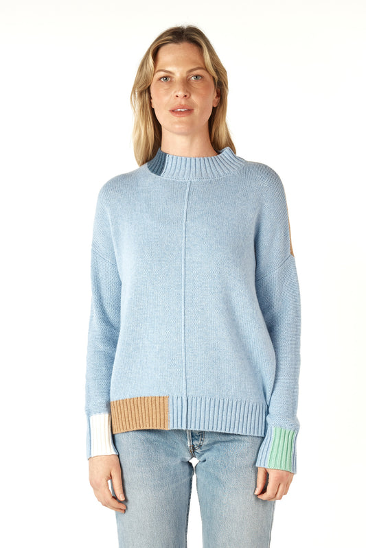 COLOUR BLOCK TRIM JUMPER -MIST