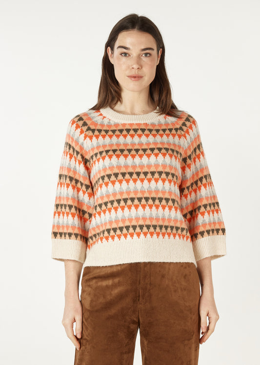 MOHAIR FAIRISLE JUMPER - TAUPE