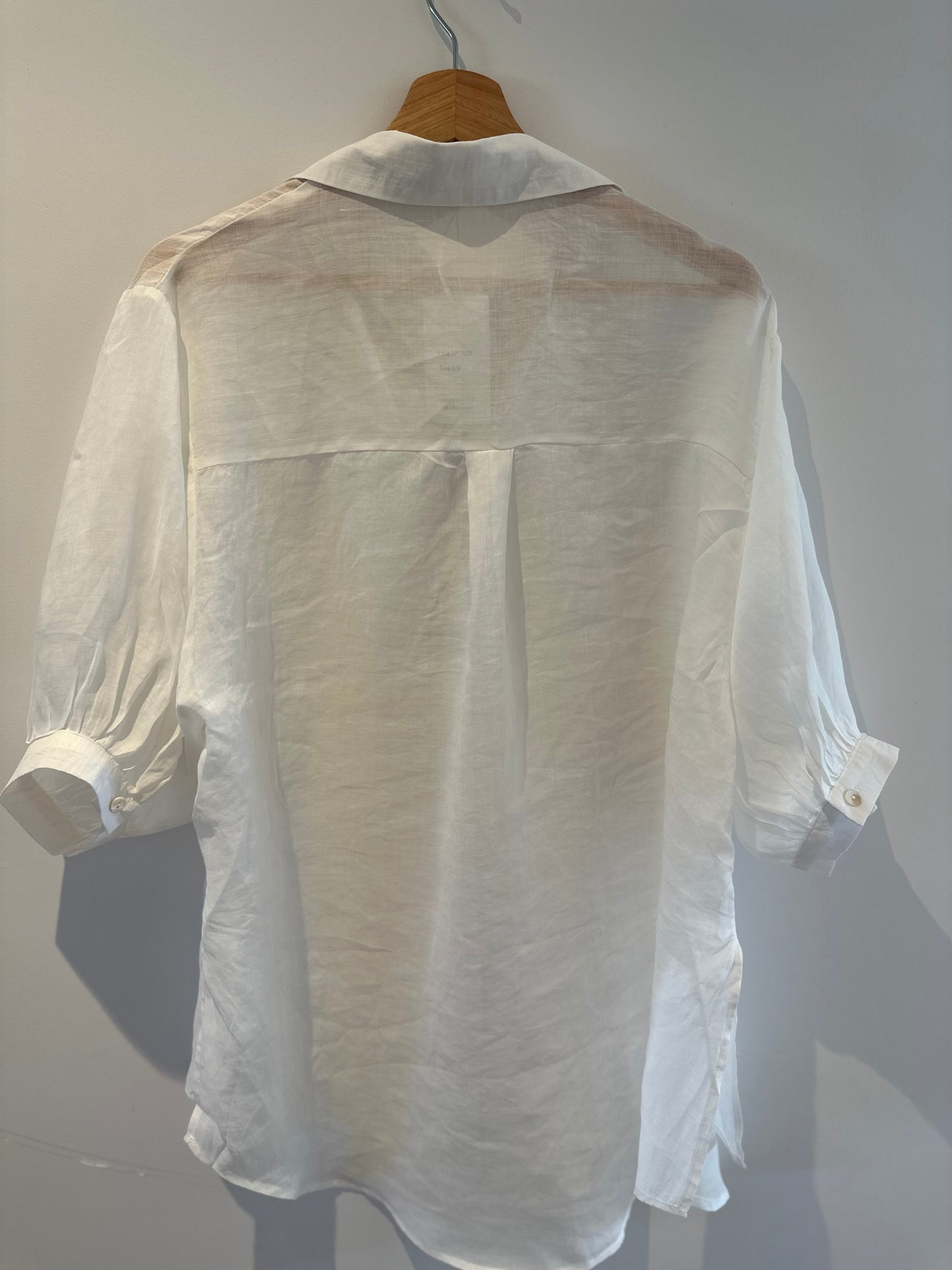 LONGLINE LINEN SHIRT PUFF SLEEVE